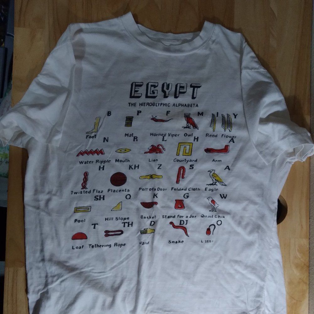 Vintage Egypt Hieroglyphic Alphabet Graphic Tee